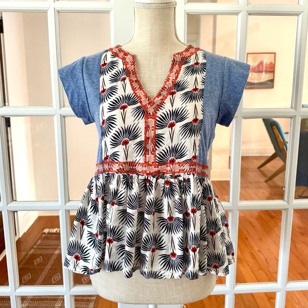 THML Embroidered Peplum V-Neck